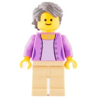 Medium Lavender Torso, Tan Legs, Dark Bluish Gray Hair