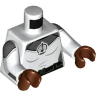 Torso Bodysuit, SWORD Logo, Dark Bluish Gray Panels, Black Belt print, White Arms with Dark Bluish Gray Shoulders Print, Reddish Brown Hands