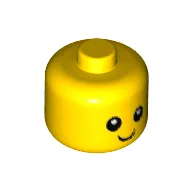Minifig Head Baby / Toddler without Neck with Eyes, White Pupils and Smile Print