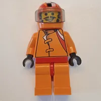 Race Driver, Orange Torso, Orange Legs, Orange Helmet