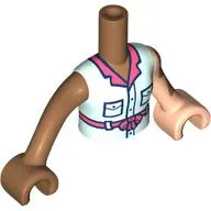 Minidoll Torso Girl with Light Nougat Left Arm and Hand, Nougat Right Arm and Hand with Light Nougat Vitiligo Patches