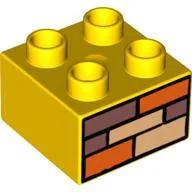 Duplo Brick 2 x 2 with Orange, Tan, and Sand Red Bricks Print