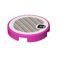 Tile Round 2 x 2 with Bottom Stud Holder and Mushroom and Barcode Print (Sticker)