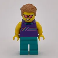 Man, Dark Purple Vest, Dark Turquoise Legs, Coral Sunglasses