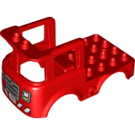 Duplo Truck Body, with Fire Logo, Headlights, Grille, and Red and White Fender Print