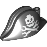 Hat Pirate Bicorne with Robotic Jolly Roger Skull and Crossbones Print