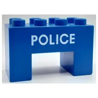 Duplo Brick 2 x 4 x 2 with 2 x 2 Square Arch with 'POLICE' Print