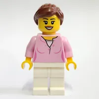 Bright Pink Torso, White Legs, Reddish Brown Hair