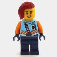 Ocean Explorer, Iris Icicle, Medium Azure and Dark Blue Suit, Dark Red Hair