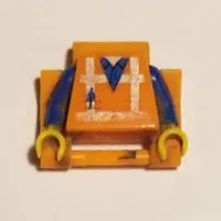 Watch, Link, Extra Long with Minifigure Torso Safety Vest with Reflective Crossed Stripes over Blue Shirt Print, Blue Arms, Yellow Hands