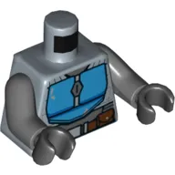 Torso Armor, Blue Plates, Reddish Brown Belt Print (Mandalorian), Dark Bluish Gray Arms, Black Hands