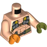 Torso, Odd Hands, Bare Chest, Muscles, Belt with Flask, Harness Print, Light Nougat Arms, Left Olive Green Hand, Right Orange Hand
