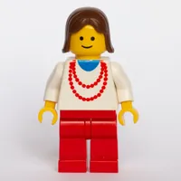 Woman - White Torso, Red Necklace, Red Legs, Brown Hair (3626b Head)