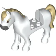 Animal, Horse with 2 x 2 Cutout Tan Main and Tale, Dark Bluish Grey Nose