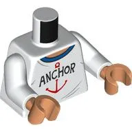 Torso, Shirt, Dark Azure Collar, Black 'ANCHOR', Red Anchor print, White Arms, Nougat Hands