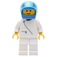 Racer, White Jacket with Zipper, White Legs, Blue Helmet with Visor (3626a Head)
