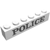 Brick 1 x 6 with 'POLICE' Serif Black Print