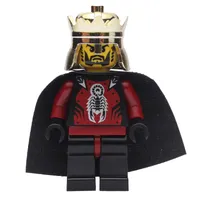 King, Dark Red Armor, Black Cape, Gold Crown