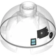 Brick Round 2 x 2 Dome Top with Astromech, R3-T6, Dark Bluish Grey Line, Black Eye, Medium Blue Square print
