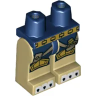 Hips and Tan Legs with Blue Loincloth, Gold Knee Pads and Belt, Straps and Pouches and White Claws Print