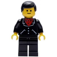 Man, Black Jacket over Red Shirt, Black Legs, Black Hair (3626a Head)