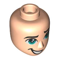 Minidoll Head Male Dark Turquoise Eyes, Crooked Smile, Teeth