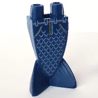 Tail, Merman / Mermaid with Sand Blue Scales and Pearl Gold Stitches / Jeans Print