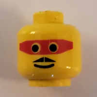 Minifig Head, Mask Red with Eyeholes and Moustache Print