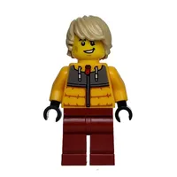 Snowboarder, Bright Light Orange Jacket, Dark Red Legs