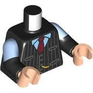 Torso, Dual Molded Arms, Silver Stripes Jacket, Dark Red Tie, Bright Light Blue Shirt print, Bright Light Blue Sleeves Pattern, Black Arms, Light Nougat Hands