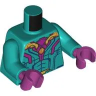 Torso Armor, Magenta and Gold Decorations, Dark Blue Lines print, Dark Turquoise Arms, Magenta Hands