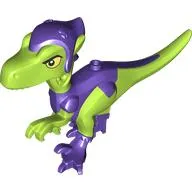 Animal, Dinosaur, Green Goblin-Raptor with Dark Purple Legs, Hat, Yellow Eyes print