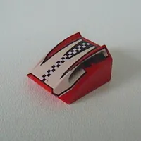 Slope Curved 2 x 2 with Lip, No Studs with Checkered Stripe Print [8350]