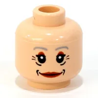 Minifig Head Aunt May, Red Lips, Gray Eyebrows and Wrinkles Print [Blocked Open Stud]