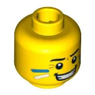 Minifig Head Tribal Chief, Face Paint with Blue and White Painted Cheeks and Grin Print [Blocked Open Stud]