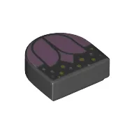 Tile 1 x 1 Half Circle with Lavender Flower print