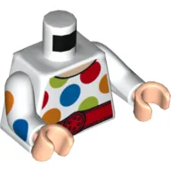 Torso Large Multi-Color Polka Dots, White Arms with Large Multi-Color Polka Dots Print, Light Nougat Hands