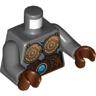 Torso Armor, Copper Breastplates, Chains and Blue Round Jewel (Chi) Print, Dark Bluish Gray Arms, Reddish Brown Hands