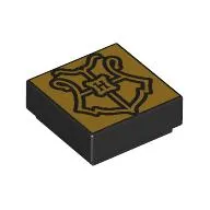 Tile 1 x 1 with Gold Hogwarts Crest print