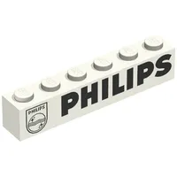 Brick 1 x 6 with 'PHILIPS' Print