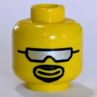 Minifig Head, Silver Sunglasses and Goatee Print