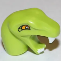 Minifig Head Special, Snake with Short Neck with Orange Eyes, Open Mouth with White Fangs Print