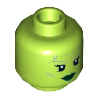 Minifig Head Gamora, Dual Sided, Silver Lines, Dark Green Lips, Open Mouth Smile / Angry Print [Hollow Stud]