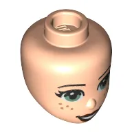 Minidoll Head Sand Green Eyes, Dark Red Lips, Freckles