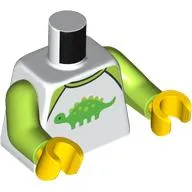 Torso, Shirt, Lime Trim, Green Ankylosaurus print, Lime Arms, Yellow Hands