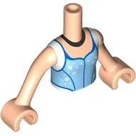 Minidoll Torso Girl with Light Nougat Arms and Hands with Bright Light Blue/White Dress, Sparks, Black Necklace print