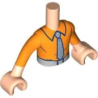 Minidoll Torso Boy with Orange Shirt, Blue/Grey Tie, Dark Tan Pants print, Light Nougat Arms and Hands