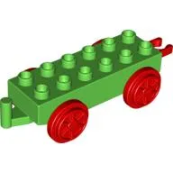 Duplo Train Chassis 2 x 6 with Red Train Wheels and Moveable Hook