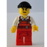 Criminal, Red Overalls over Prison Shirt, Black Hat