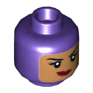 Minifig Head Batgirl, Dual Sided Balaclava with Medium Nougat Face, Crooked Smile / Scared Print [Hollow Stud]